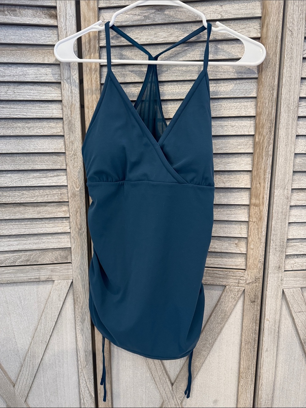 Lululemon Women’s Nile  Blue Ruched Tankini Swim Top size 12